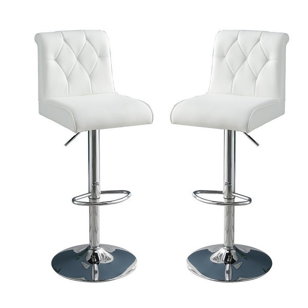 Set of 2 Faux Leather Adjustable Barstool