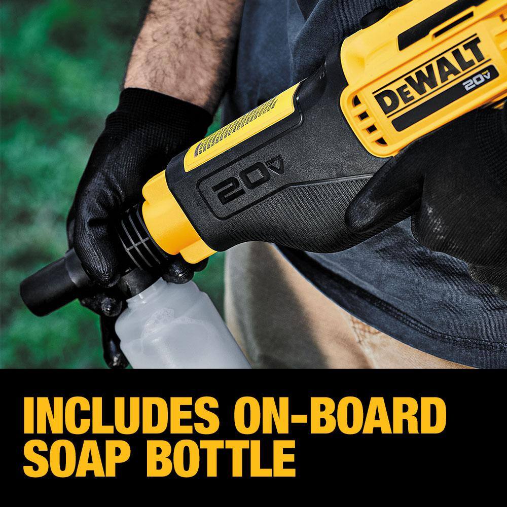 DEWALT DCPW550B 20V MAX 550 PSI 1.0 GPM Cold Water Cordless Electric Power Cleaner with 4 Nozzles (Tool Only)