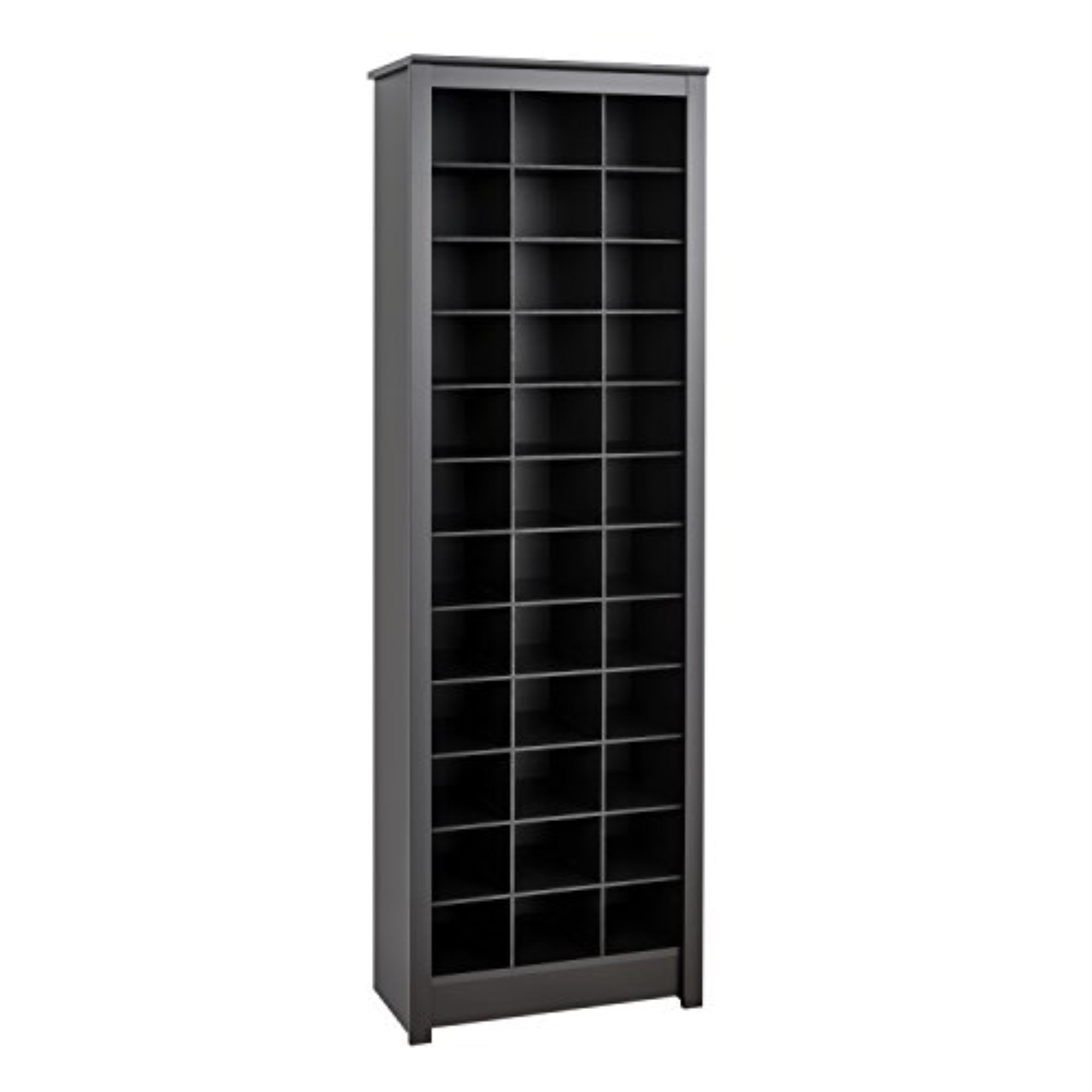 Prepac Space-Saving 36 Pair Shoe Storage Cabinet With Cubbies， Black