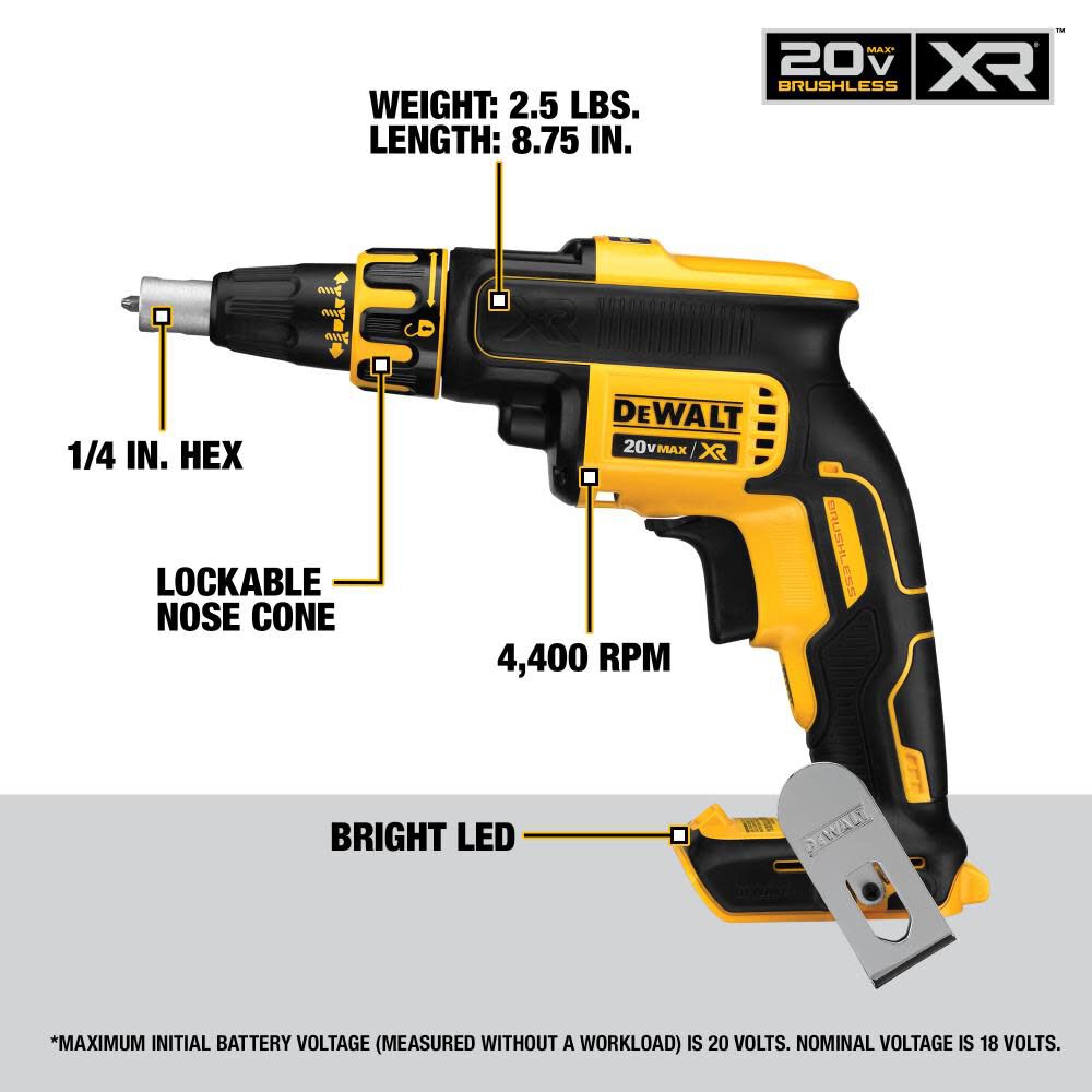 DW 20 V MAX* XR Drywall Screwgun and Impact Driver Kit (2.0Ah) DCK267D2 from DW