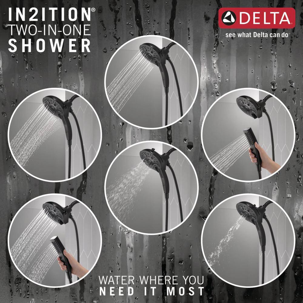 Delta In2ition 5-Spray Patterns 2.5 GPM 6.25 in. Wall Mount Dual Shower Heads in Matte Black 58620-BL25-PK