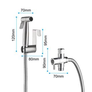 Boyel Living Single-Handle Bidet Faucet with Sprayer Holder Solid Brass T-Valve and Flexible Hose in Brushed Nickel BMP434NC