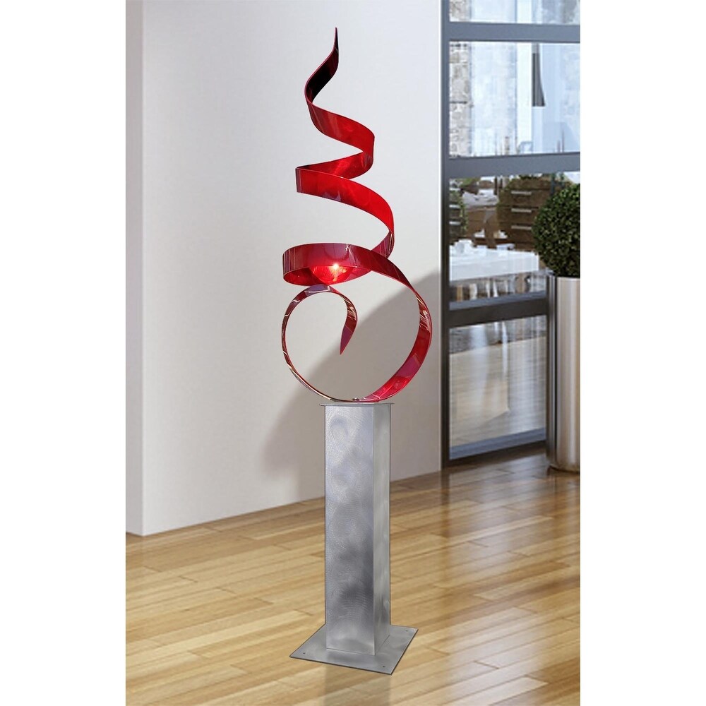 Statements2000 Large Abstract Metal Sculpture Modern Indoor Outdoor Decor by Jon en   Sea Breeze with Silver Base