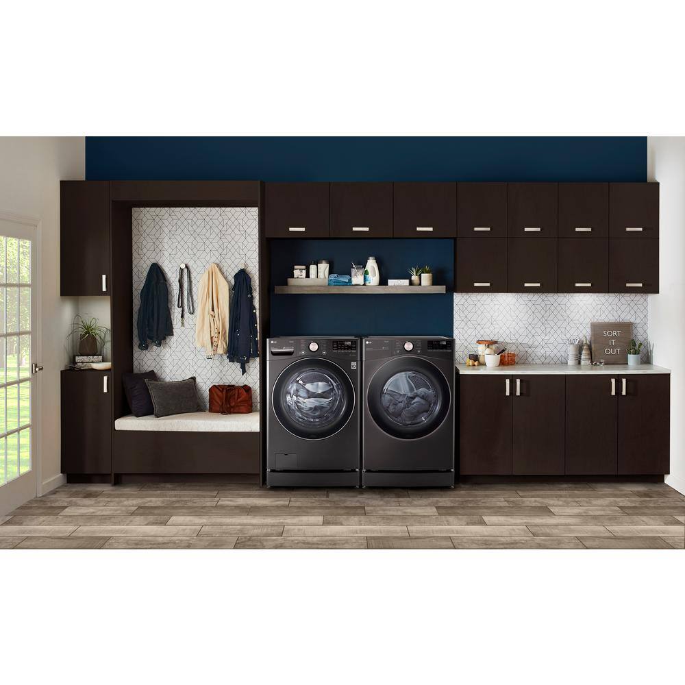 LG 4.5 Cu. Ft. Stackable SMART Front Load Washer in Black Steel with Steam and TurboWash360 Technology WM4000HBA