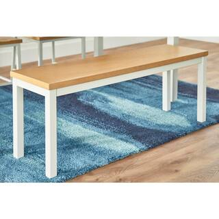 StyleWell Donnelly White Metal Dining Bench with Natural Finish Wood Seat (48 in. W x 18 in. H) CH8002WH