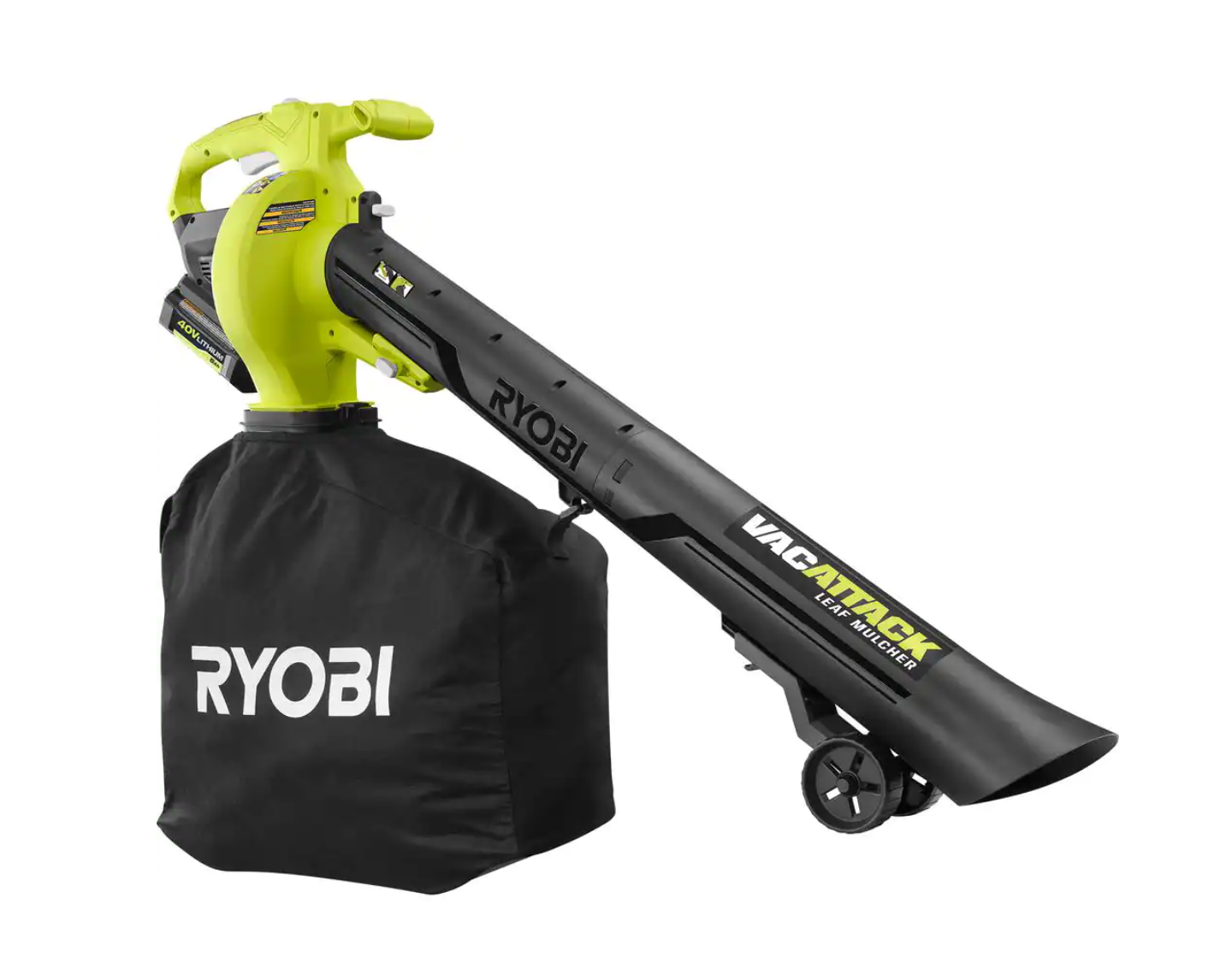 RYOBI RY40451 40V Vac Attack Cordless Leaf Vacuum/Mulcher with 5.0 Ah Battery and Charger