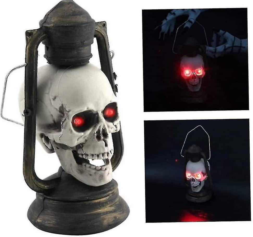 Led Skull Lantern Glowing Eye Chandelier Halloween Lantern Halloween Decorative Props Flickering Skull Lantern