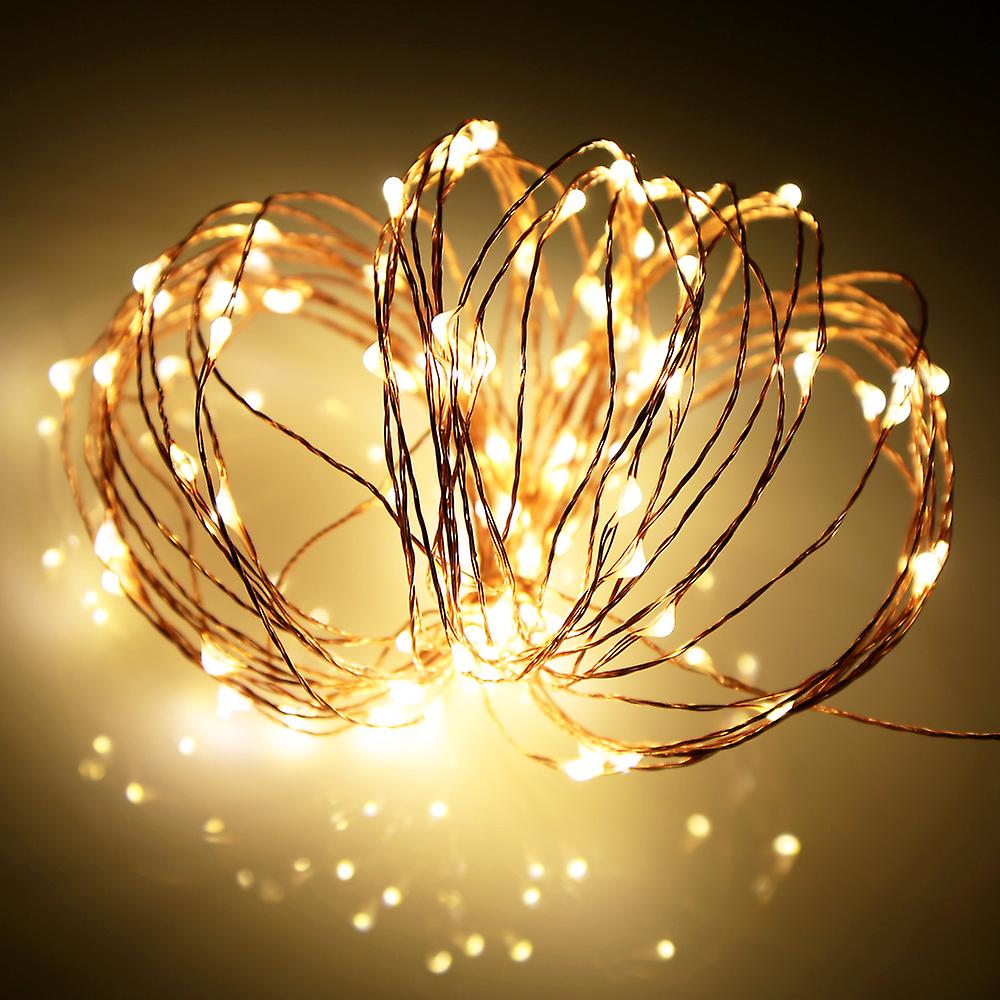 Dc4.5v 1w 10 Meters 100 Led Fairy Copper String Light Battery Powered Operated Warm White Flexible Bendable Twistable Portable For Home Party Diy Deco