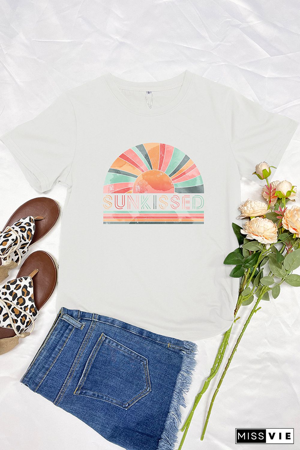 Rainbow Sunkissed Sleeve Graphic Tee Wholesale