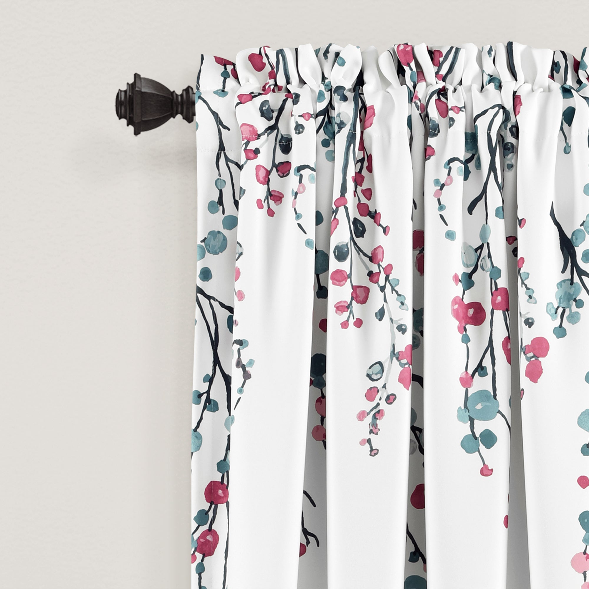 Mirabelle Watercolor Floral Room Darkening Window Curtain Panel Set