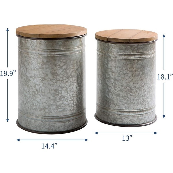 AOXUN Farmhouse Decor End Table Rustic Galvanized Side Coffee Table