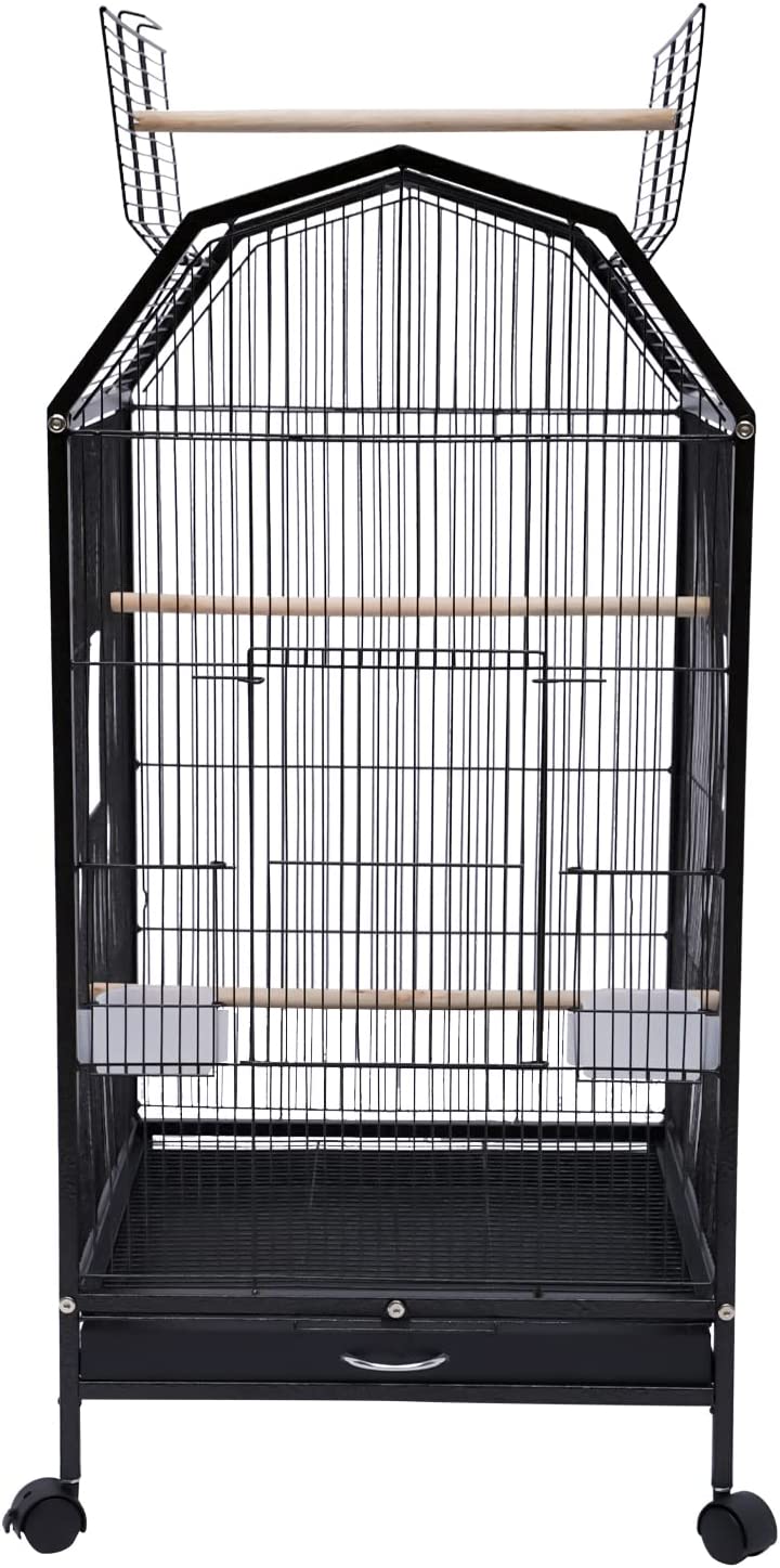 Miumaeov 360° Full Hollow Design Iron Bird Cage， Special Large Oversized Large Home Bird Cage for Tiger Skin Parrot Pachyderm Lovebird Budgie