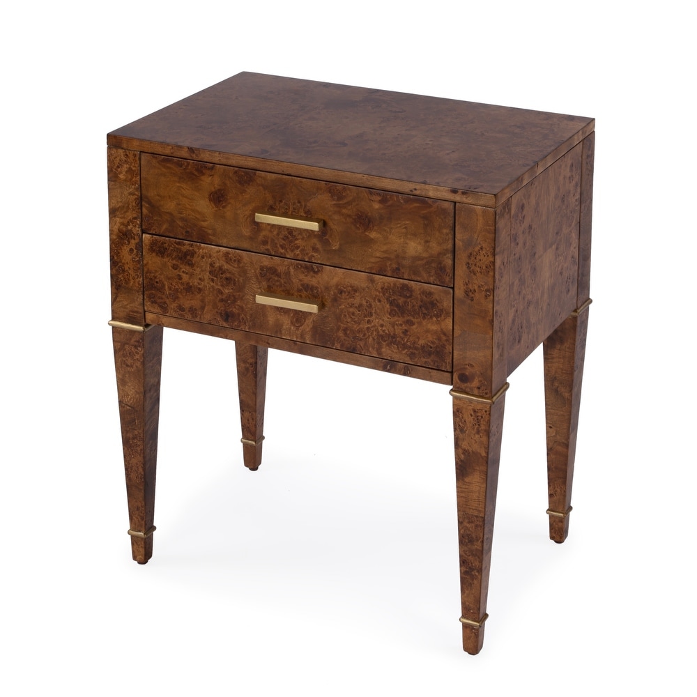 Kai 2 Drawer Burl Wood End Table