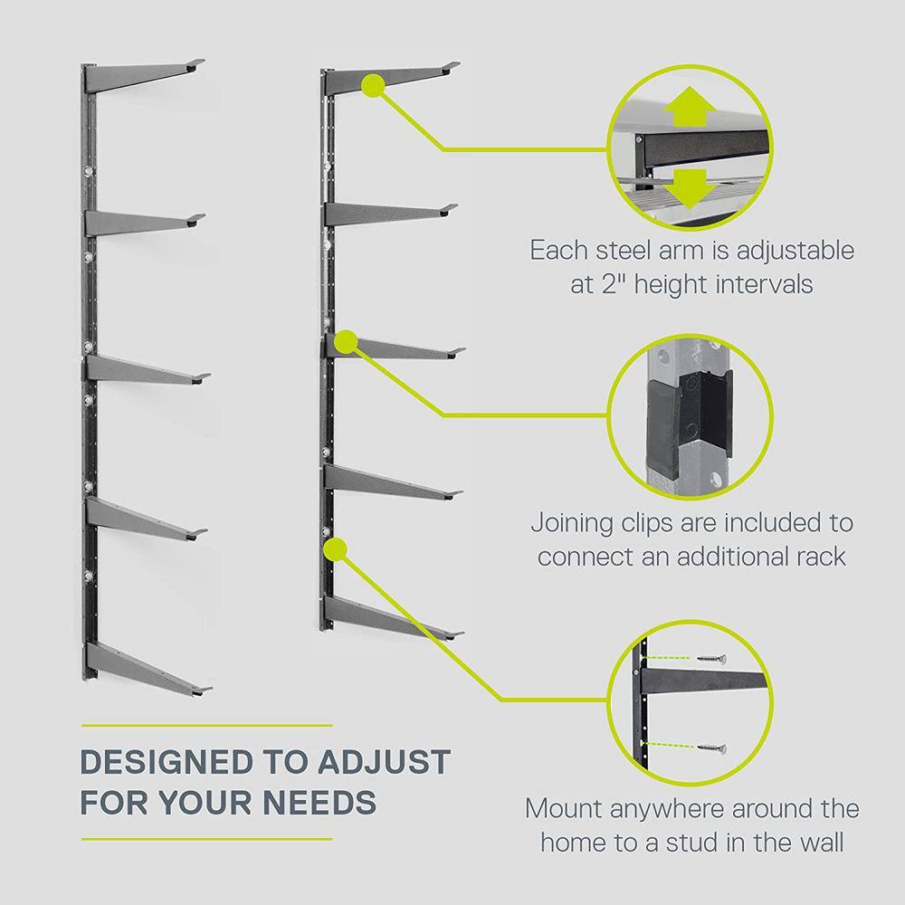 Delta 16 in. x 21 in. Heavy Duty Wall Rack Adjustable 3 Tier Lumber Rack Holds 480 lbs. Steel Garage Wall Shelf with Brackets HDRS1000HD