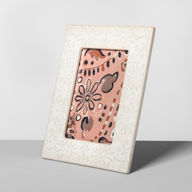 X 6 quot Embossed Ceramic Frame White