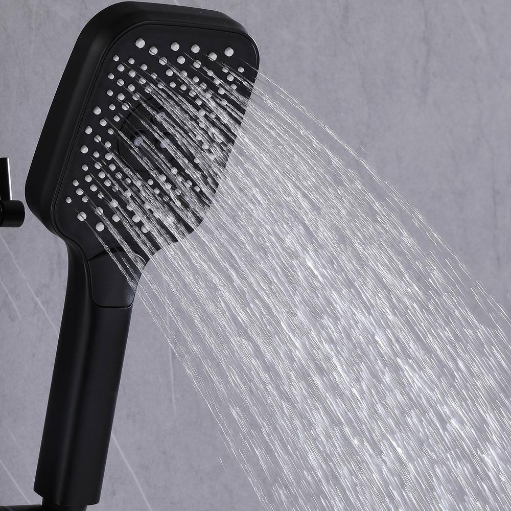 Tomfaucet Thermostatic 3-Spray Multifunction Tub and Shower Faucet with 3 Setting Handshower in Matte Black TFB1178MB