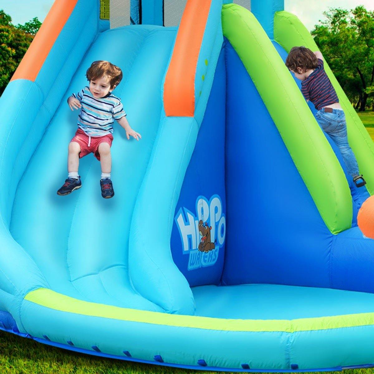 Inflatable Water Slide, Hippo Themed Bounce Hous