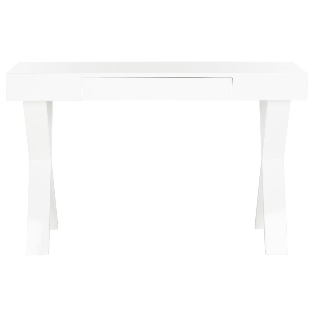 SAFAVIEH Alessia Mid Century Lacquer White One Drawer Vanity Desk