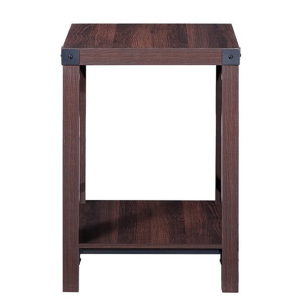 Ledel Rustic Accent Side Table End Table With Shelf