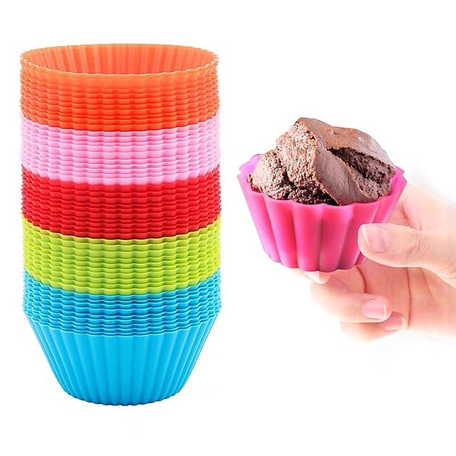 12 Pcs Reusable Silicone Baking Cups Nonstick Muffin Molds for Cake Balls Muffins Cupcakes