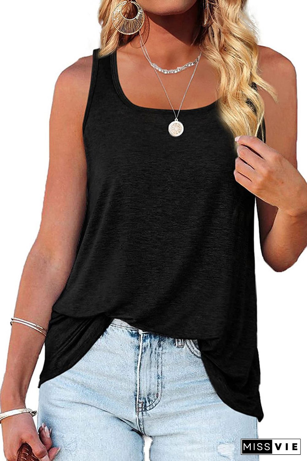 Plain Square Neck Jersey Tank Top