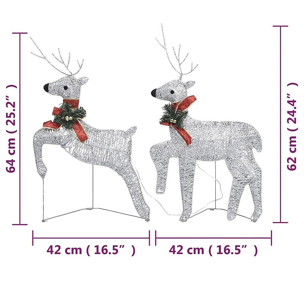 Vidaxl Christmas Reindeers 2 Pcs Silver 40 Leds