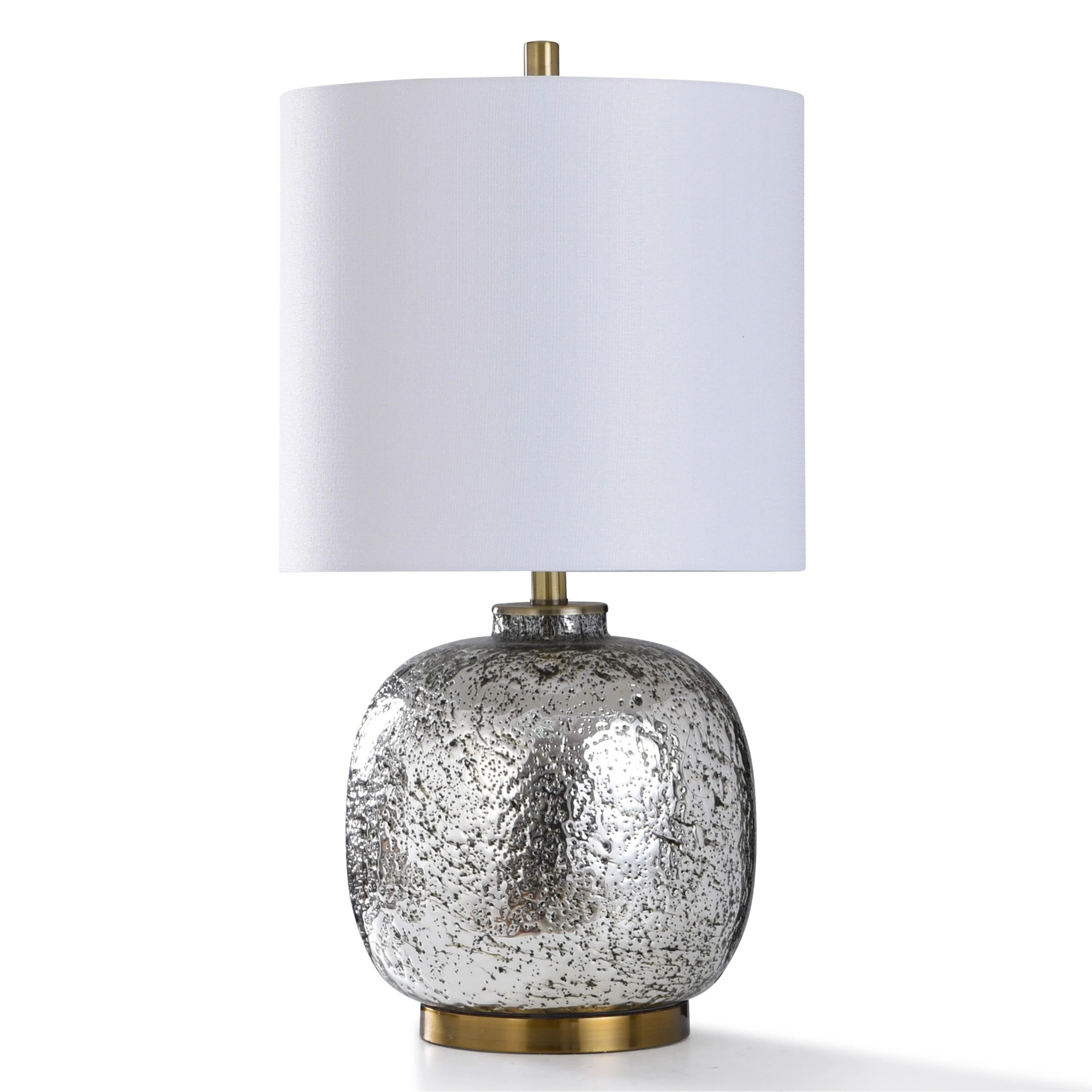 StyleCraft Bilko Textured Silver Glass with Antiqued Brass Metal Table Lamp