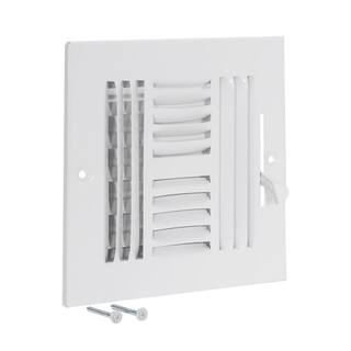 EZ-FLO 7-34 in x 7-34 in 4-Way Steel WallCeiling Register White 61618