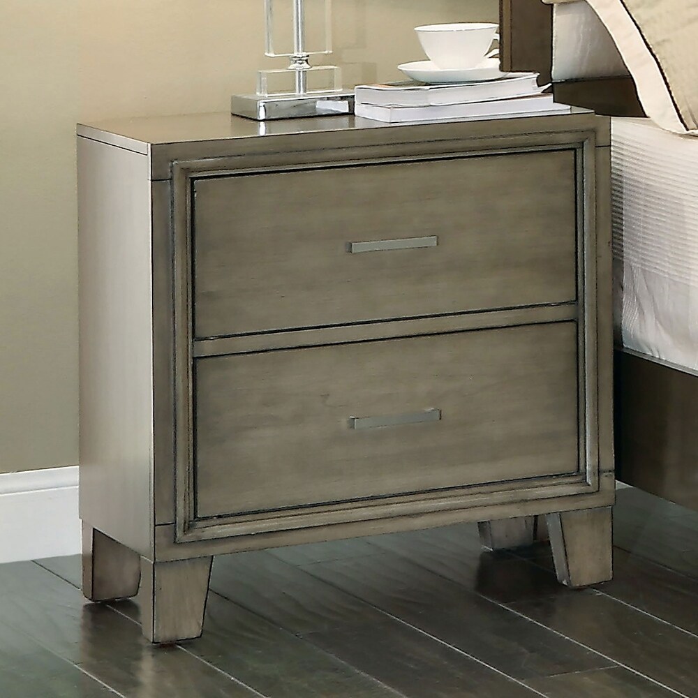2 Drawers Wood Nightstand