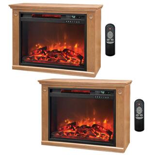 Lifesmart 3 Element Quartz Electric Infrared Portable Fireplace Heaters (Pair) 2 x LS-ZCFP1008US