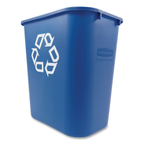 Rubbermaid Commercial Deskside Recycling Container， Medium， 28.13 qt， Plastic， Blue (295673BE)