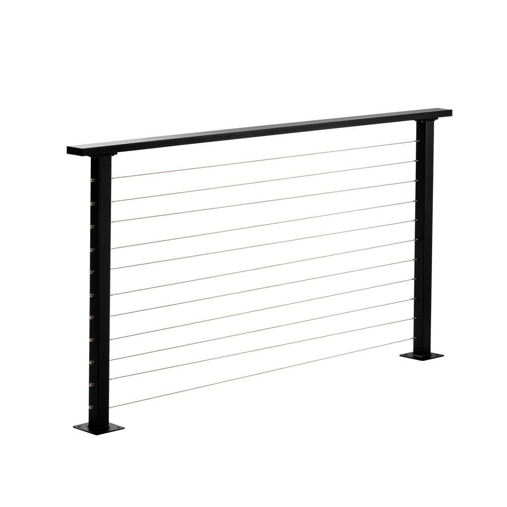 CityPost 6 ft. Deck Cable Railing 36 in. Base Mount Black CP-6-B-D