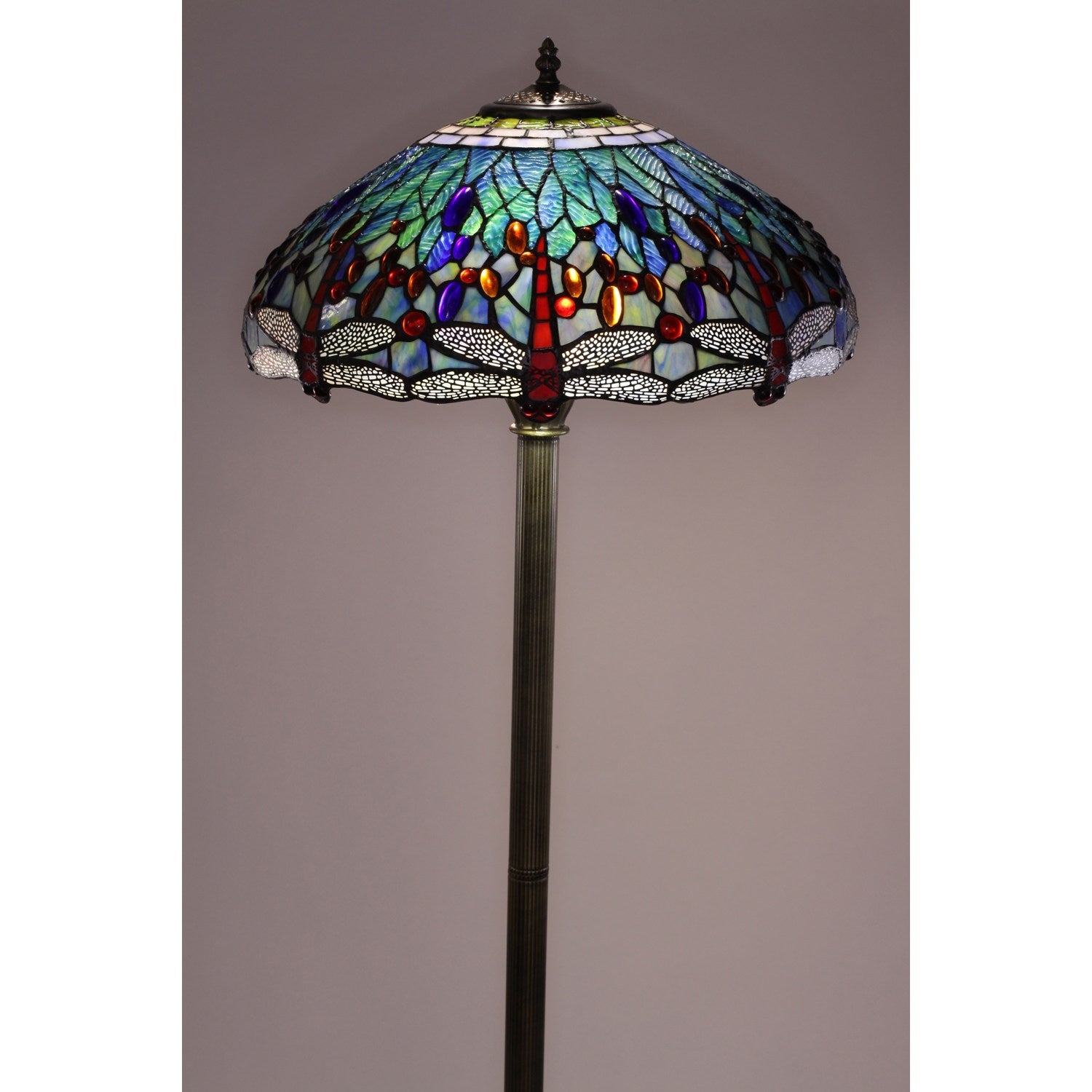 Copper Grove Simeonov -style Blue Dragonfly Floor Lamp