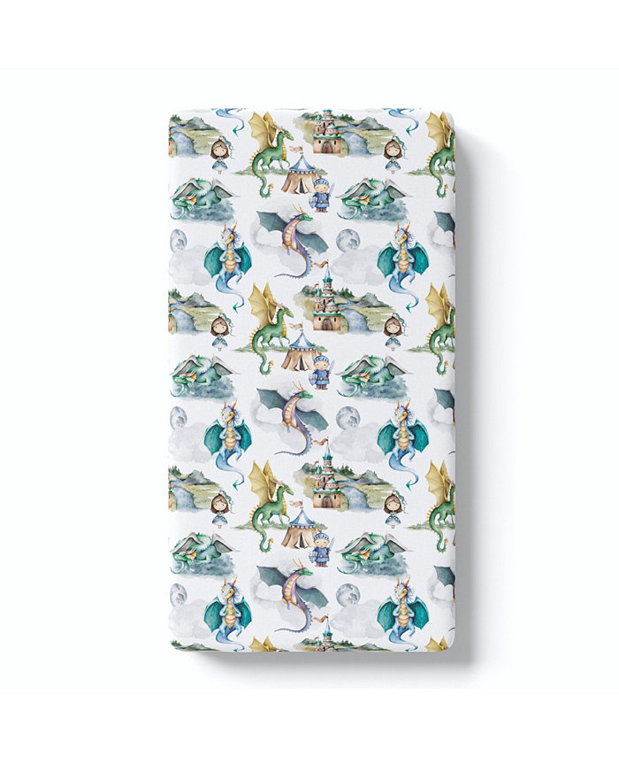 Honey Lemonade Super Soft Fitted Crib Sheet - Dragons and Knights