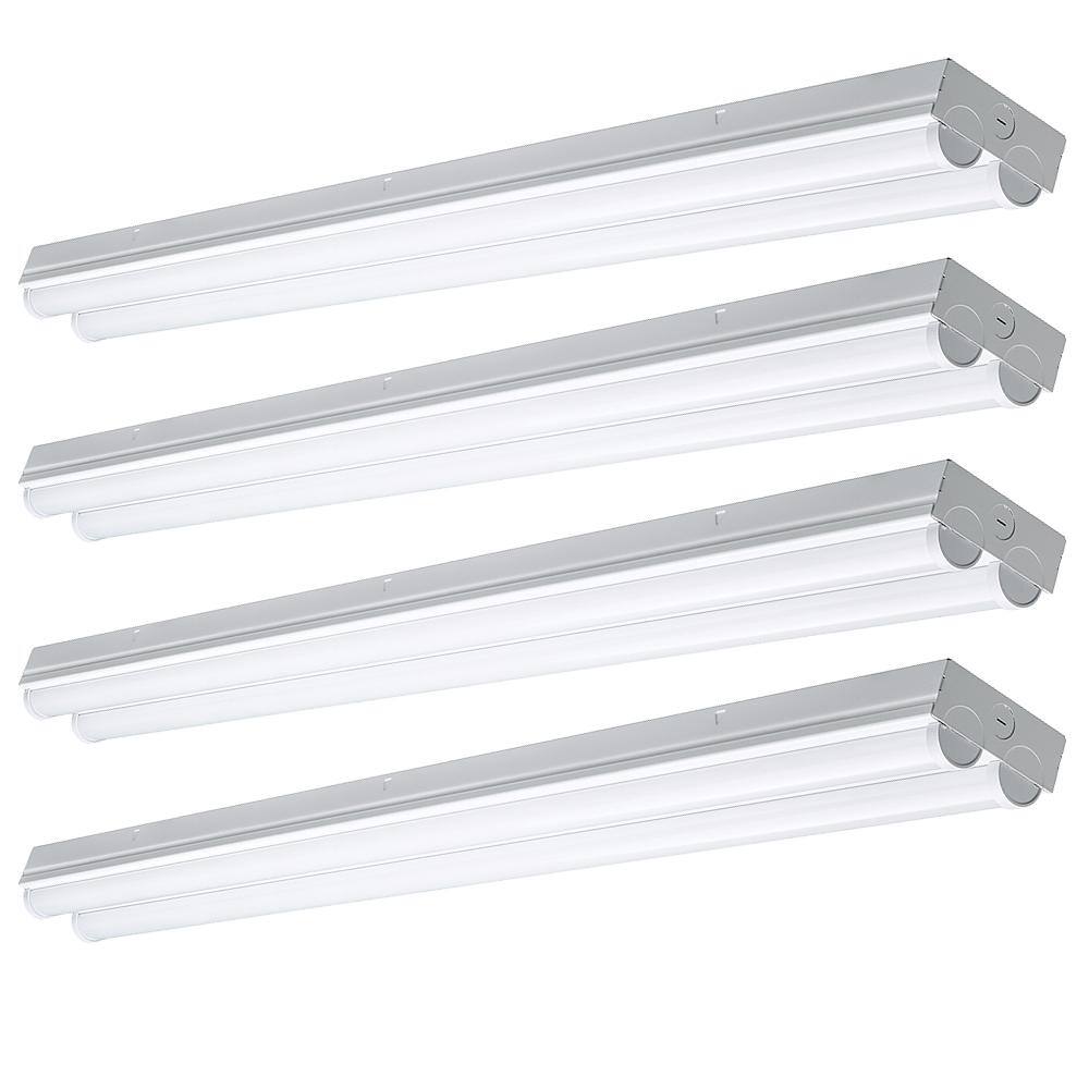 Commercial Electric 4 ft. 225-Watt Equivalent Integrated LED White Strip Light Fixture 4000K Bright White High Output 4500 Lumens (4-Pack) 55603191-A-4PK