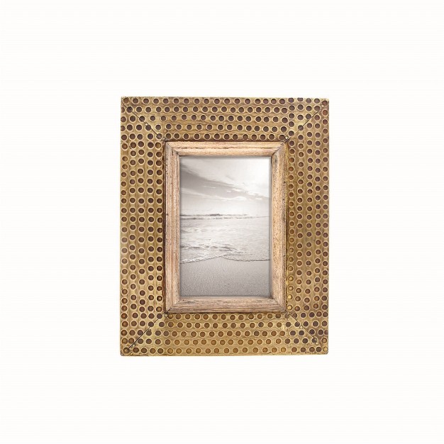 4 X 6 Inch Decorative Distressed Hammered Brass Metal Picture Frame Foreside Home amp Garden