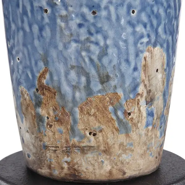 Copper Grove Bajze Blue Textured Ceramic Table Lamp with Distressing