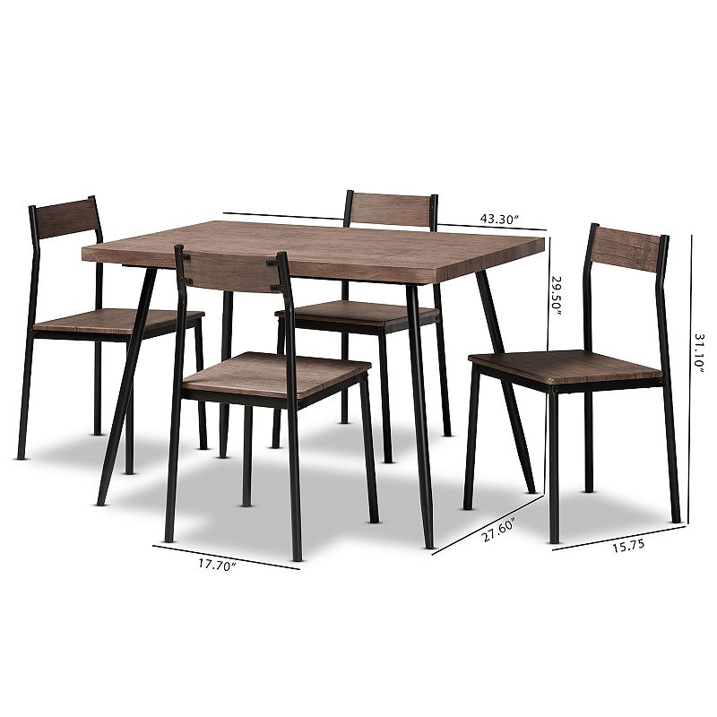 Baxton Studio Mave Dining Table and Chair 5-piece Set