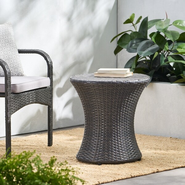 Outdoor Wicker Hourglass Side Table not Glass Top for Garden and Balcony or Living Room