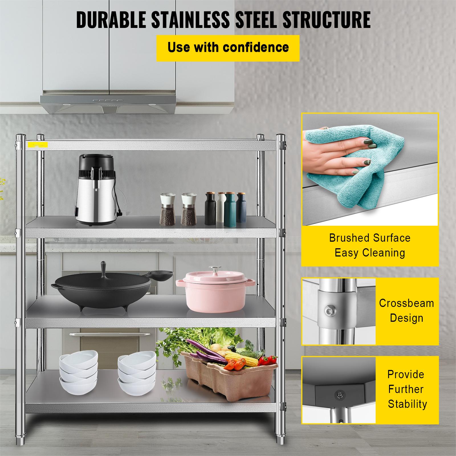 BENTISM 46.8x18.5 inch Stainless Steel Shelf Heavy Duty Shelf 4 Tire Rack Kitchen Shelf Storage