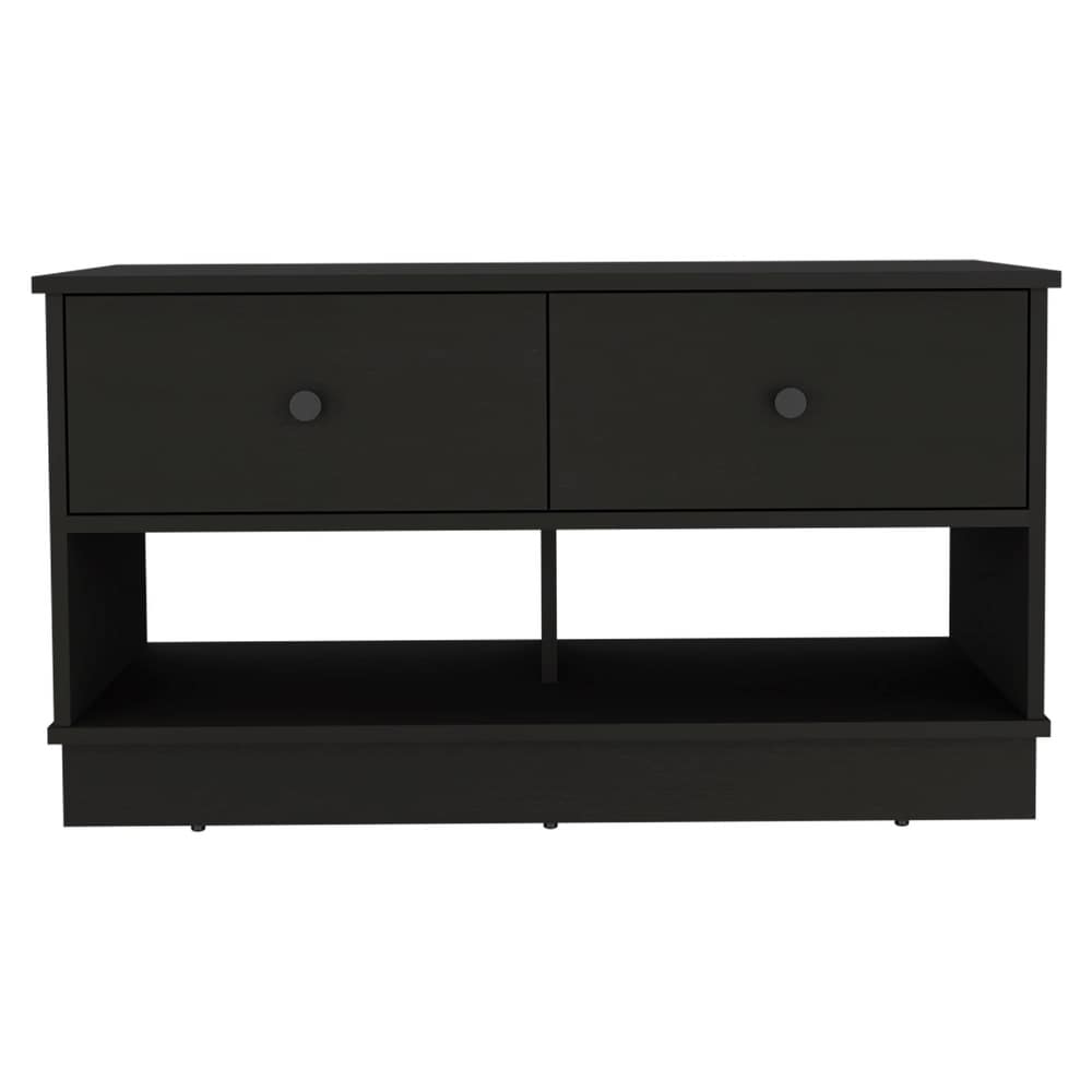 Hamilton 36 inch Wide Storage Bench with 2 Open Shelves and 2 Drawers