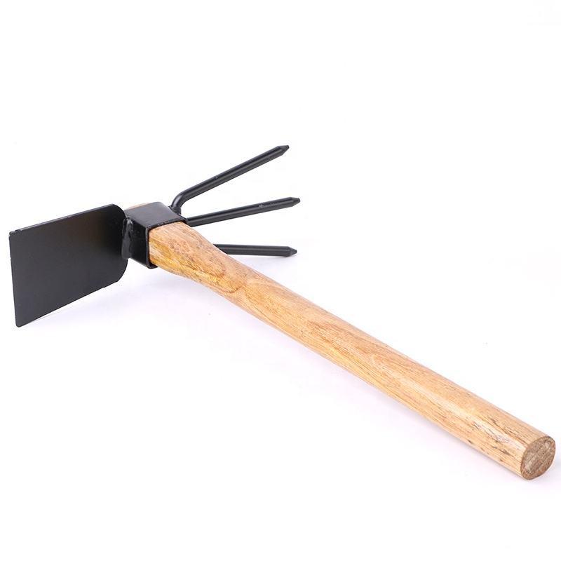 Hoe and Cultivator Hand Tiller, Heavy Duty Dual Headed Weeding Tool, Hoe Garden Tool with Carbon Steel Blade for Soil Loosening, Weeding and Digging