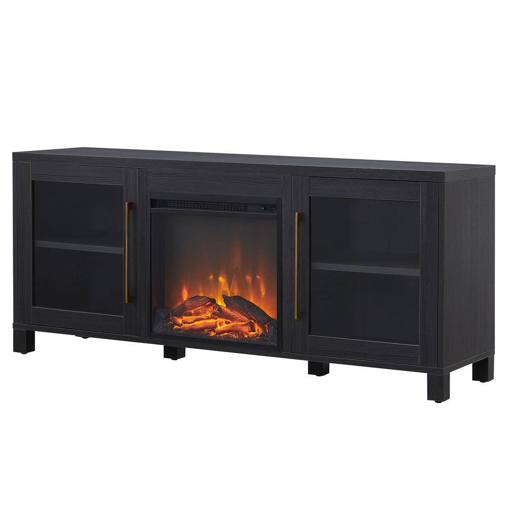 MeyerCross Quincy 58 in. Charcoal Gray TV Stand Fits TV's up to 65 in. with Log Fireplace Insert TV1131