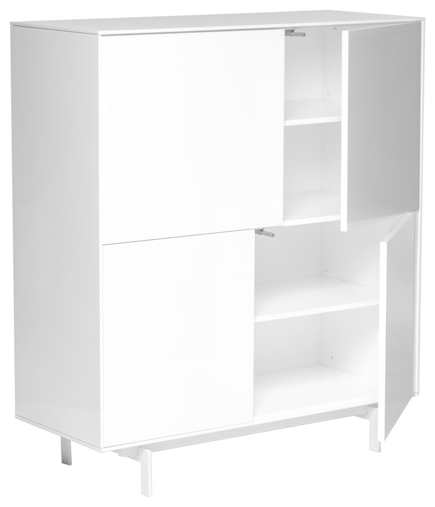 Birmingham 43 quotCabinet Stand  High Gloss White Lacquer With White Steel Base   Contemporary   Accent Chests And Cabinets   by Euro Style  Houzz