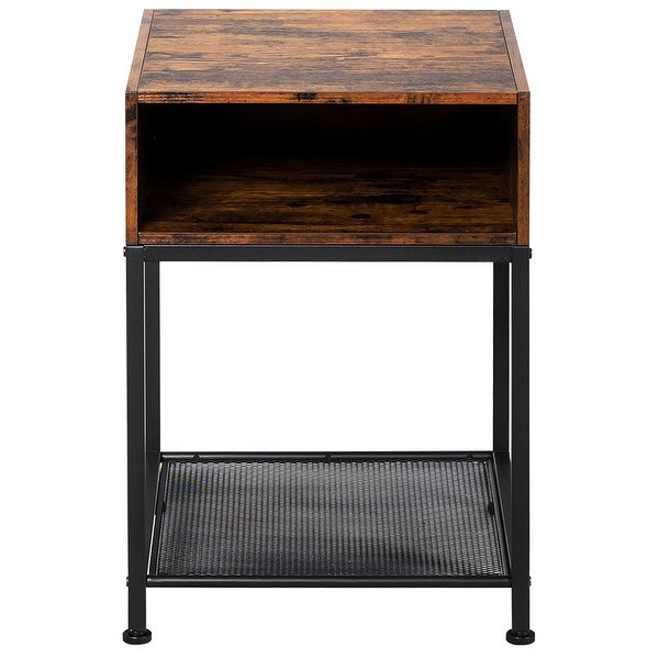 Costway Set of 2 Industrial Nightstand End Side Table W/ Compartment and - See Details