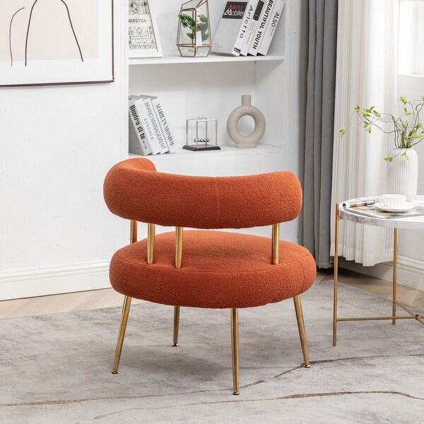 SEYNAR Modern Glam Upholstered Comfy Open-Back Accent Armchair with Golden Legs