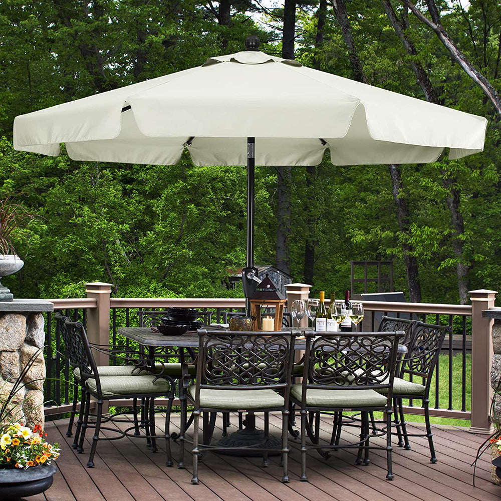 Outdoor table and chairs market 8 prong umbrella (9 feet, light beige)