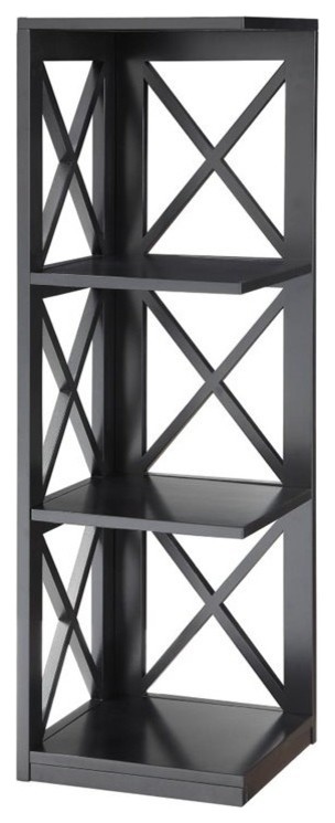 Scranton  ampCo 3 Shelf Corner Bookcase in Black   Contemporary   Bookcases   by Homesquare  Houzz