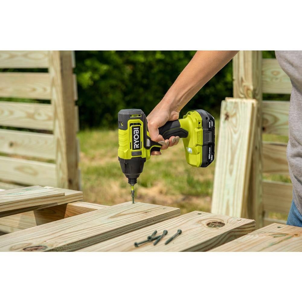 RYOBI ONE+ 18V Cordless 14 in. Impact Driver (Tool Only) with 50-Piece Impact Driving Set PCL235B-AR2039