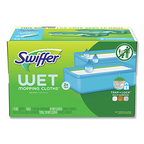 Procter and Gamble Swiffer Sweeper TRAP + LOCK Wet Mop Cloth | 8 x 10， White， Open Window Scent， 38